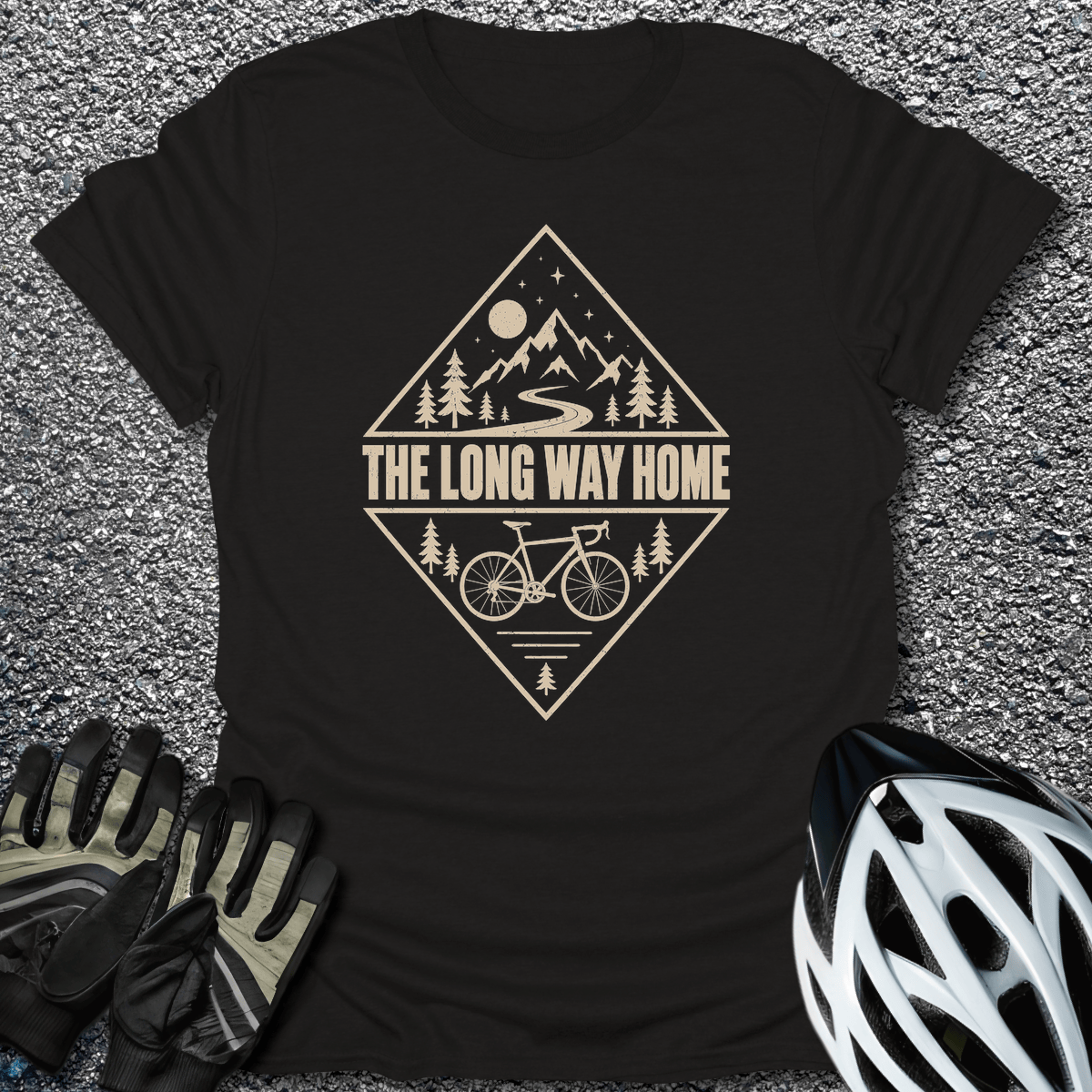 Long Way Home T-Shirt in S / Black from CycleTees