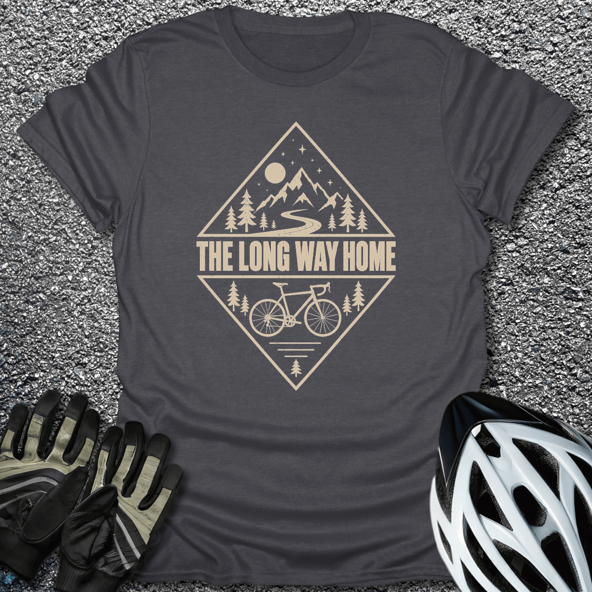 Long Way Home T-Shirt in S / Dark Heather from CycleTees