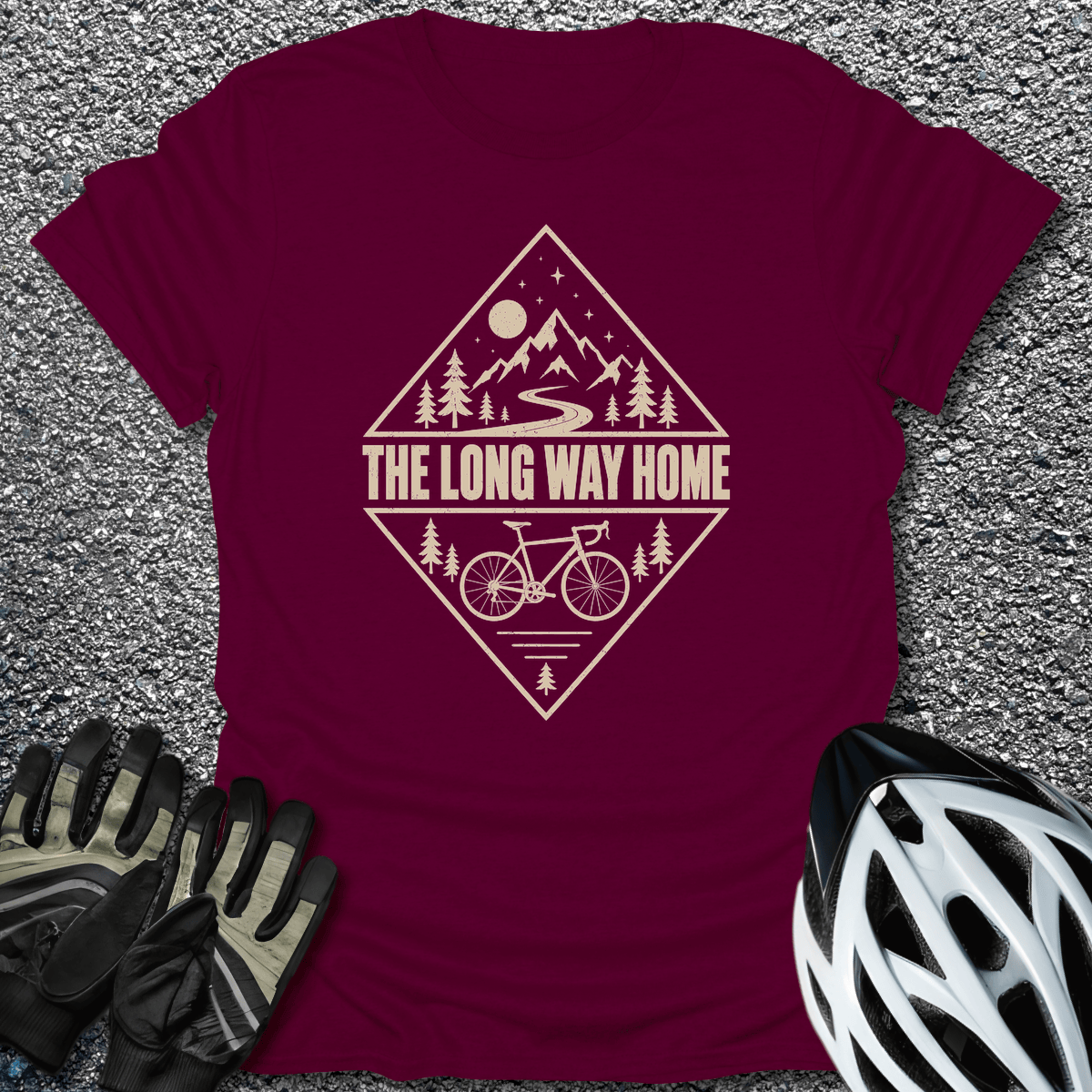 Long Way Home T-Shirt in S / Maroon from CycleTees