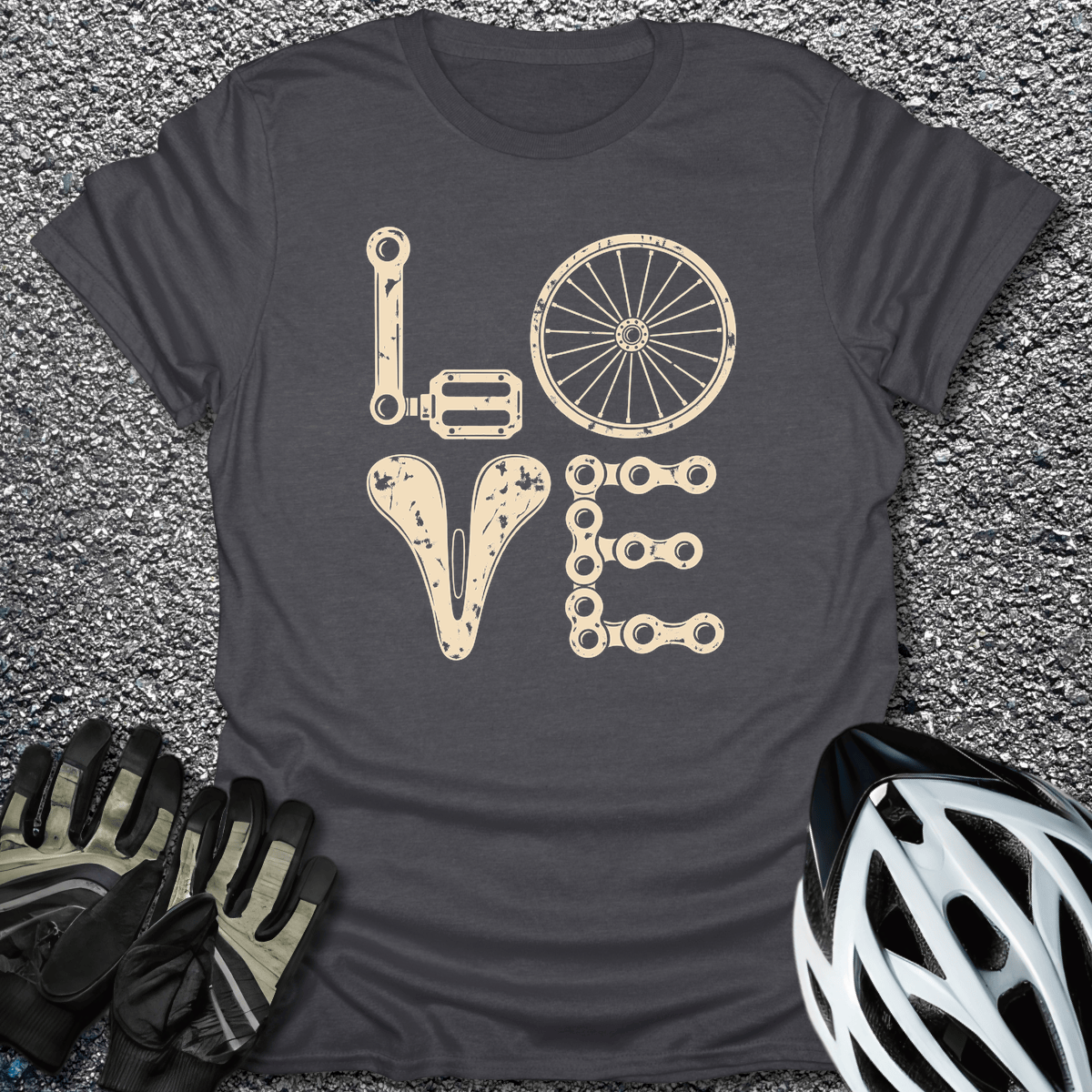 Love Bike Parts T-Shirt in S / Dark Heather from CycleTees