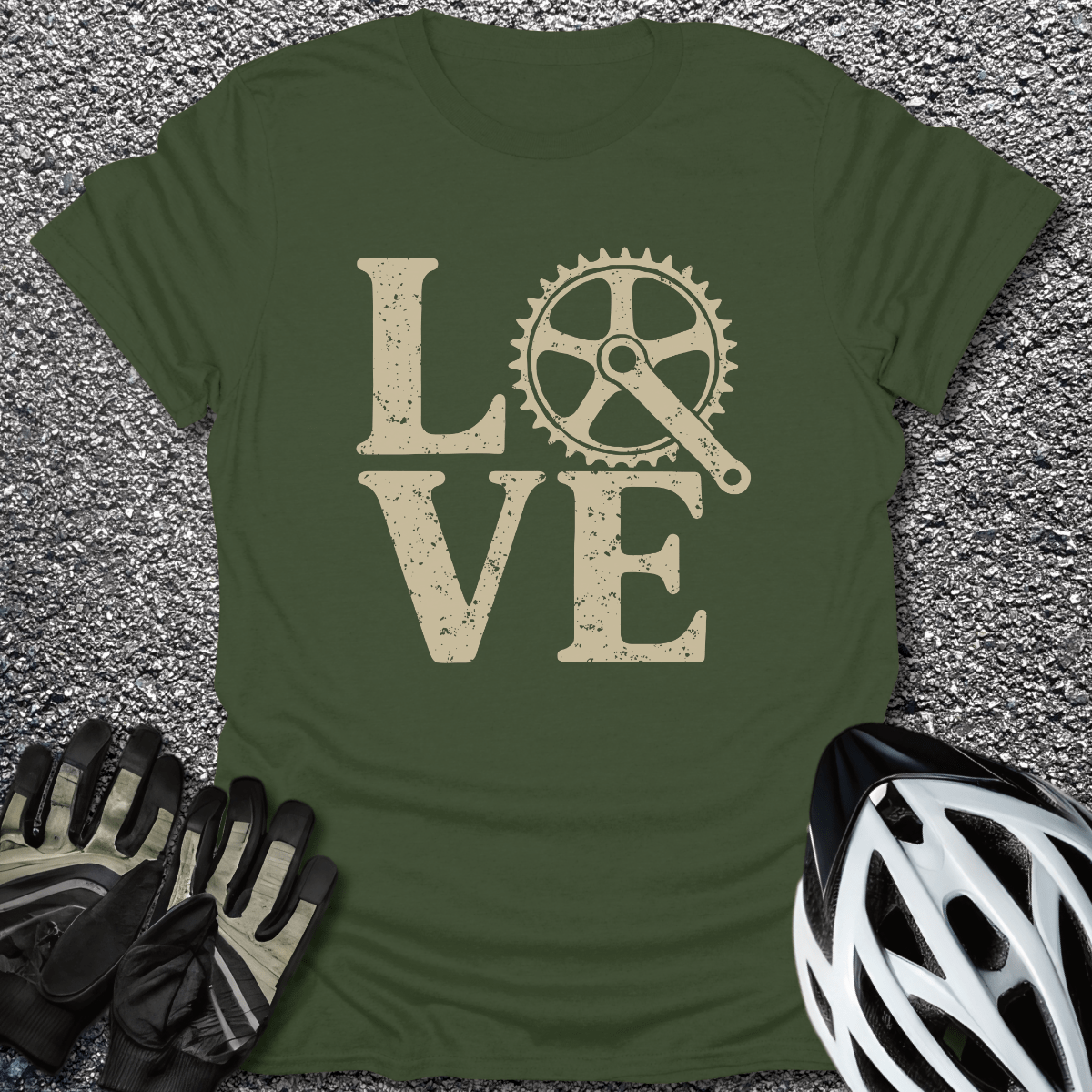 Love Bike T-Shirt in Military Green / S from CycleTees