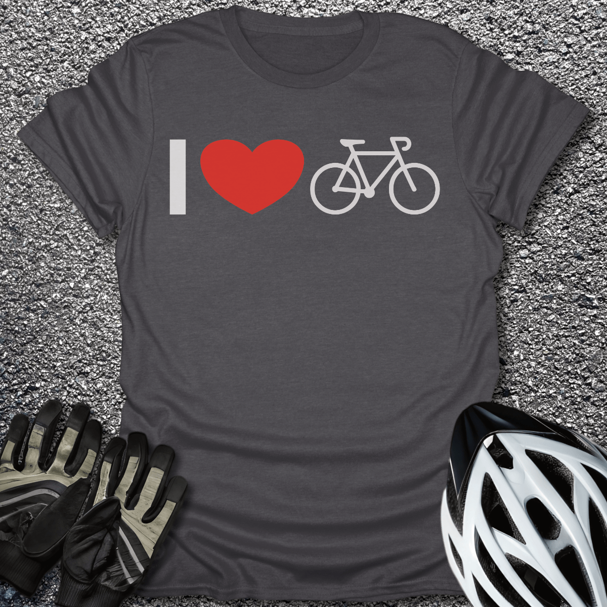 Love to Bike T-Shirt in Dark Heather / S from CycleTees