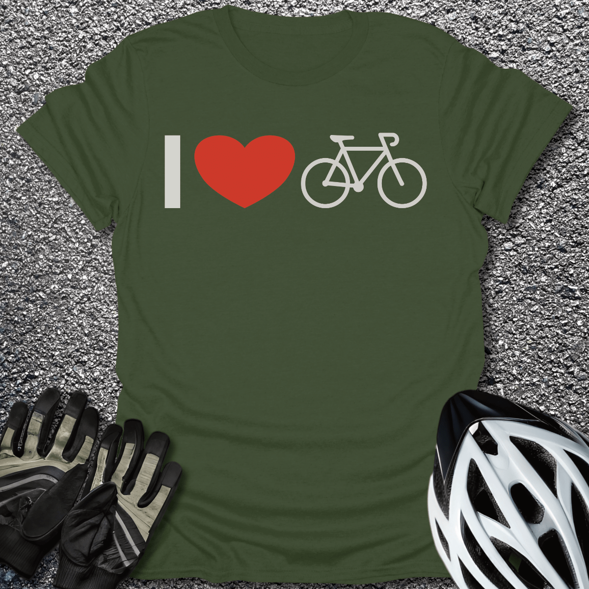 Love to Bike T-Shirt in Military Green / S from CycleTees