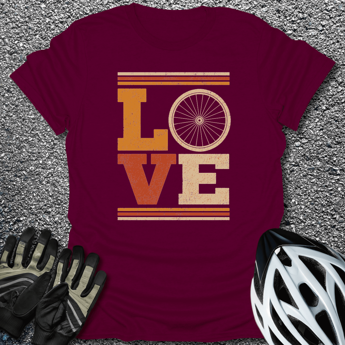 Love Wheel T-Shirt in Maroon / S from CycleTees