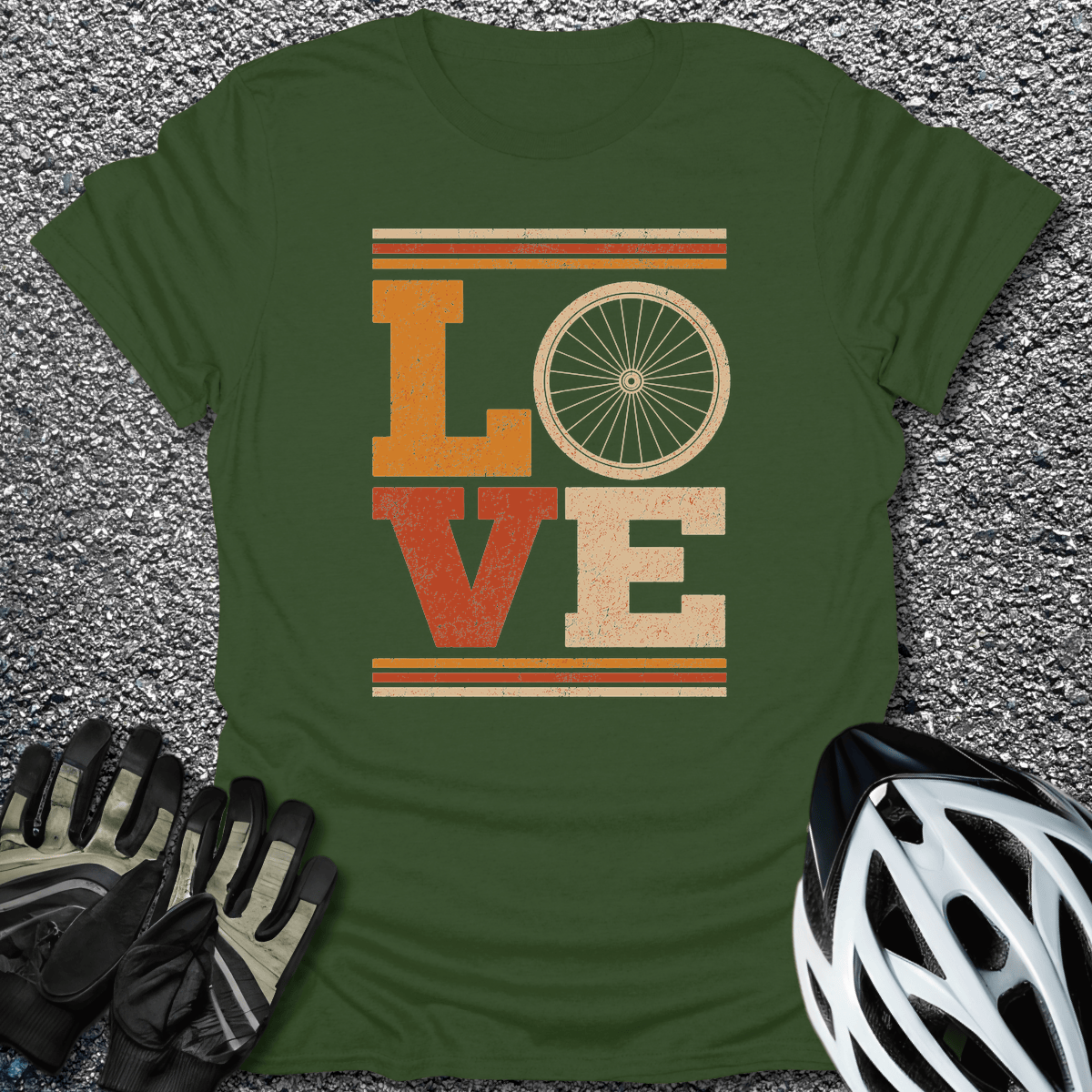 Love Wheel T-Shirt in Military Green / S from CycleTees
