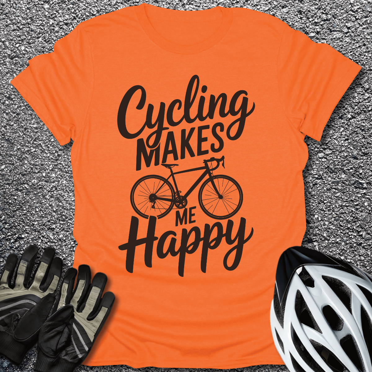 Makes me Happy T-Shirt in Orange / S from CycleTees