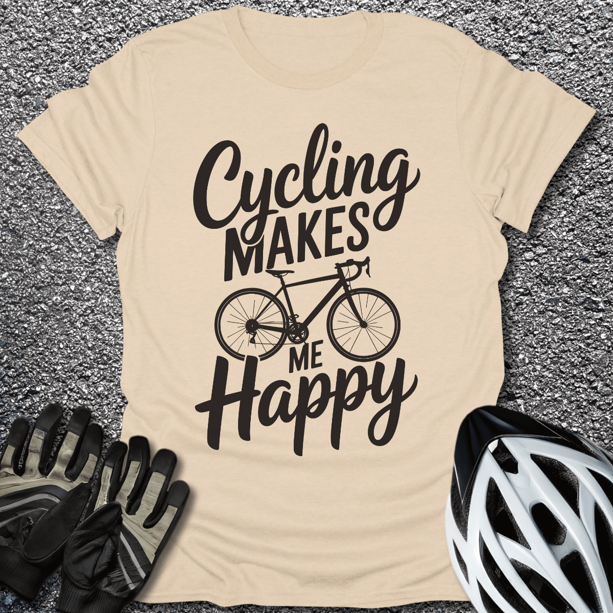 Makes me Happy T-Shirt in Sand / S from CycleTees