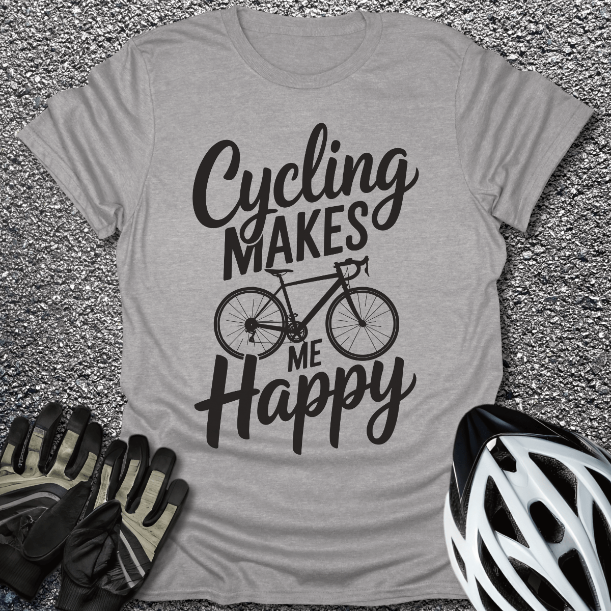 Makes me Happy T-Shirt in Sport Grey / S from CycleTees
