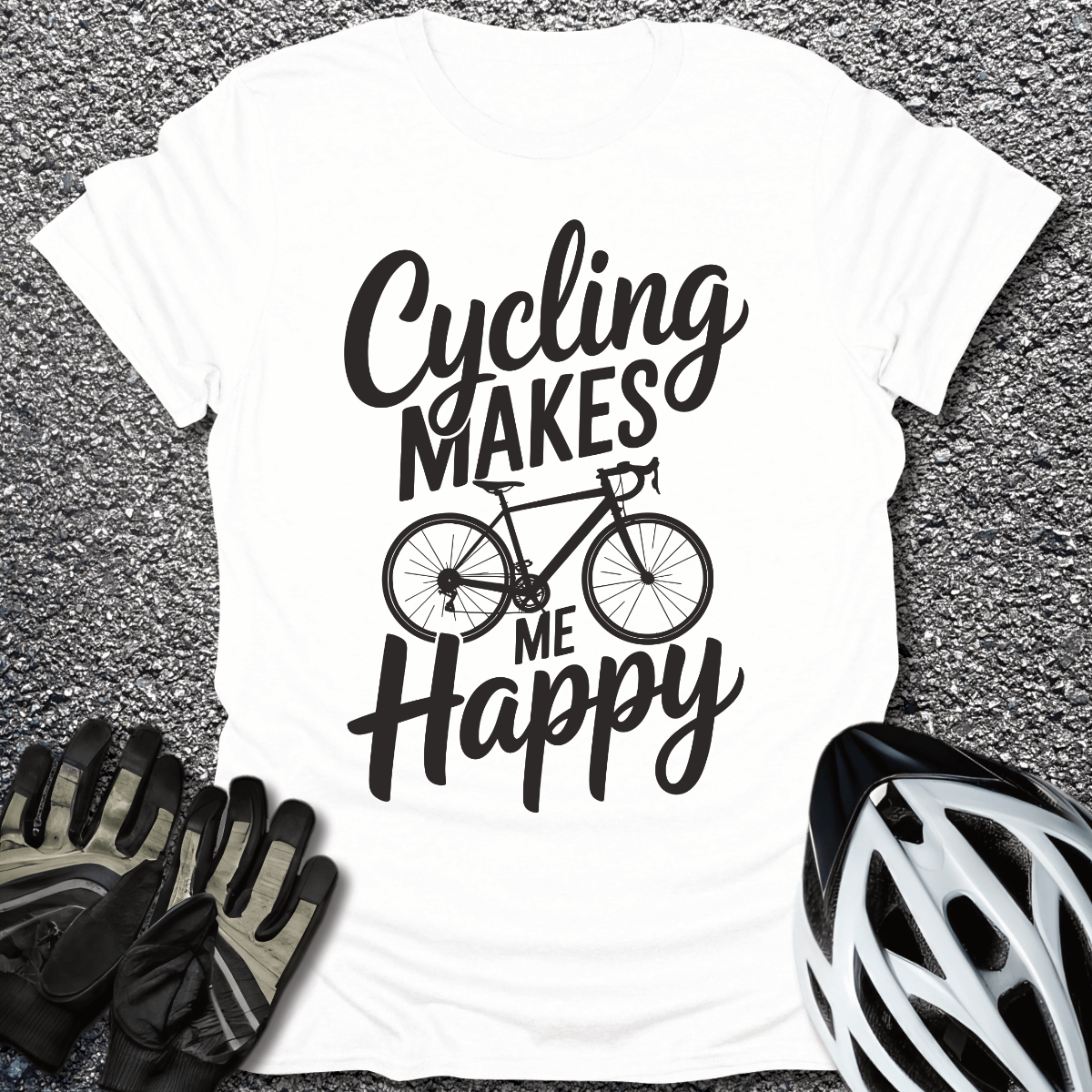 Makes me Happy T-Shirt in White / S from CycleTees