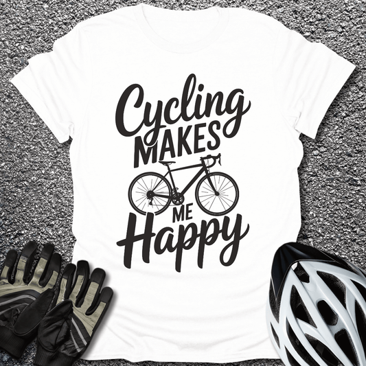 Makes me Happy T-Shirt in White / S from CycleTees
