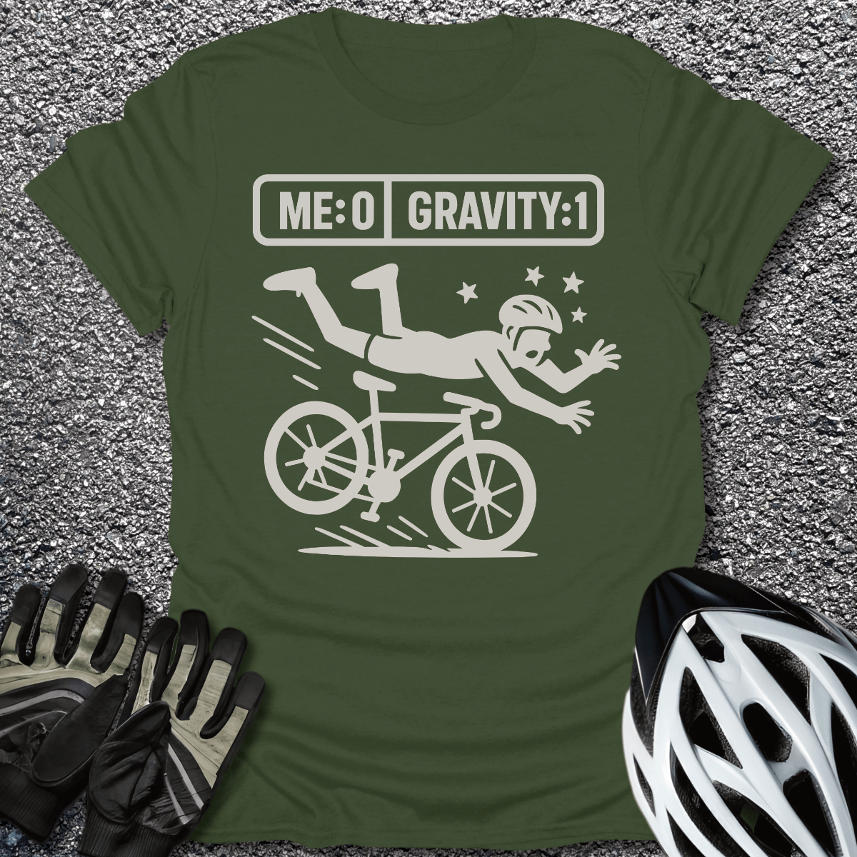 Me 0 Gravity 1 T-Shirt in Military Green / S from CycleTees