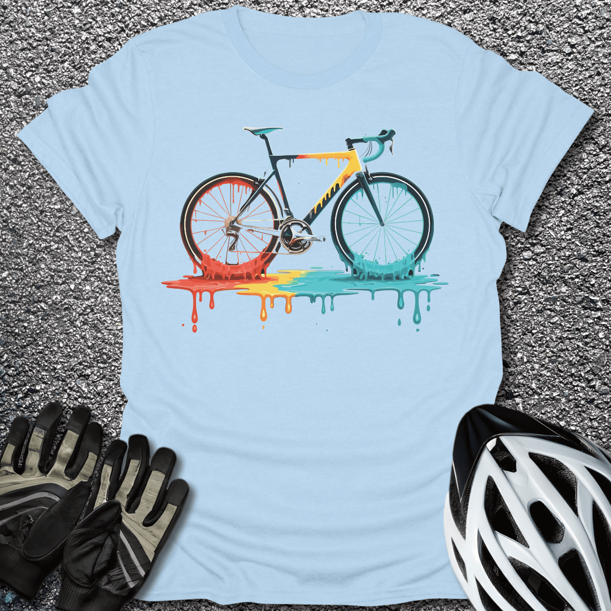 Melting Bike T-Shirt in Light Blue / S from CycleTees