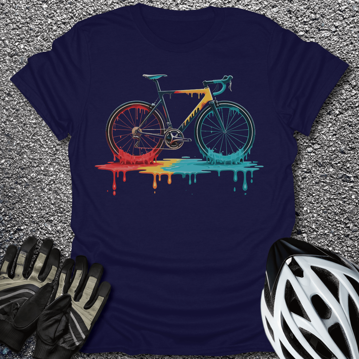 Melting Bike T-Shirt in Navy / S from CycleTees