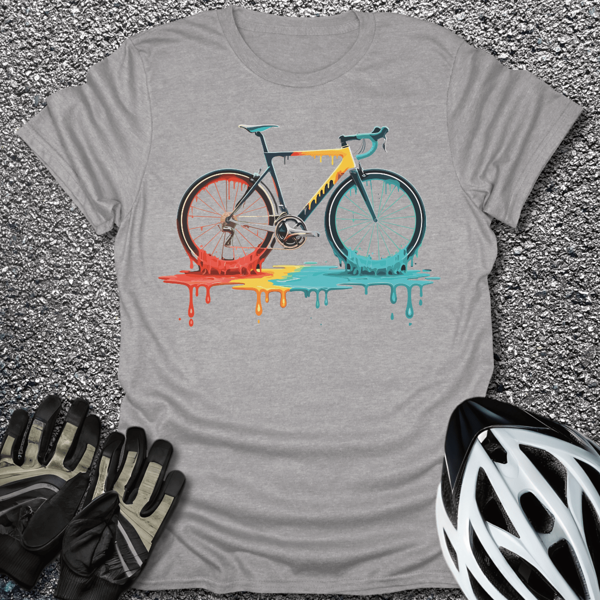 Melting Bike T-Shirt in Sport Grey / S from CycleTees