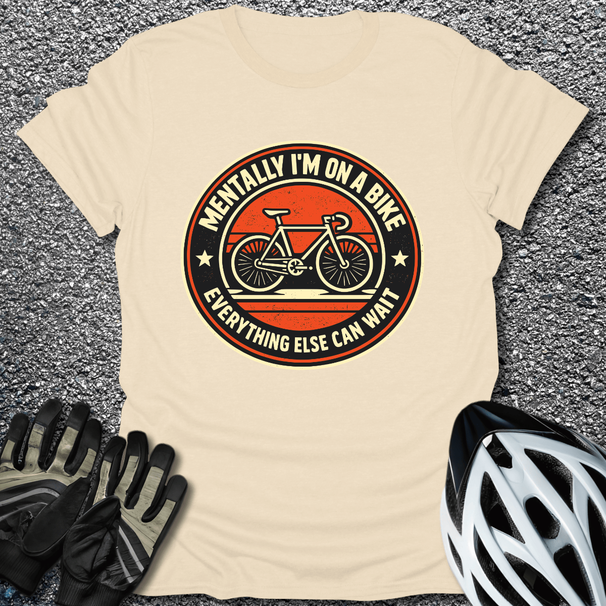 Mentally on a Bike T-Shirt in Natural / S from CycleTees