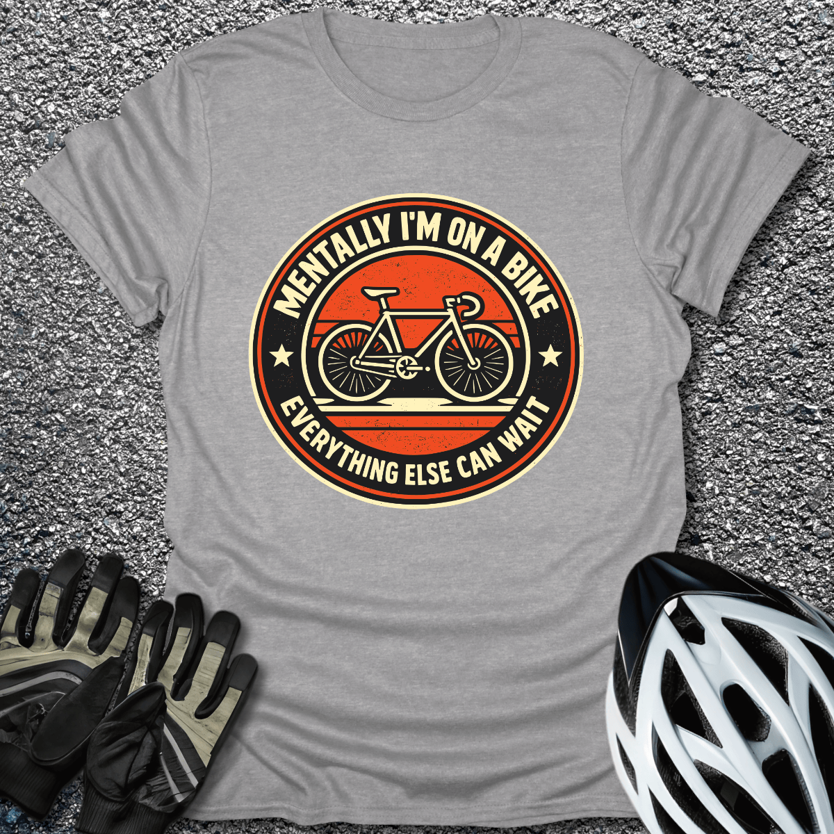 Mentally on a Bike T-Shirt in Sport Grey / S from CycleTees