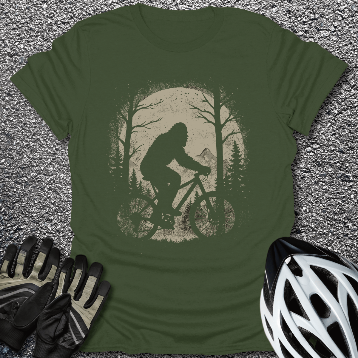 Midnight Bigfoot T-Shirt in Military Green / S from CycleTees
