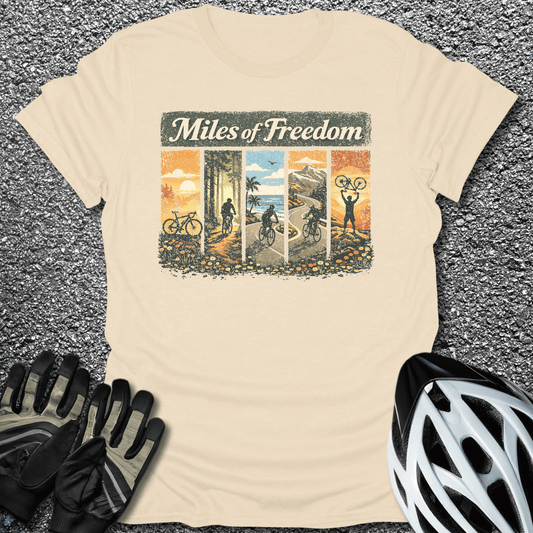 Miles of Freedom T-Shirt in Natural / S from CycleTees