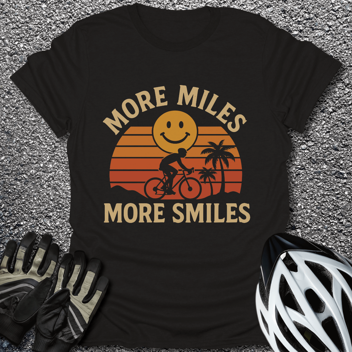 Miles & Smiles T-Shirt in Black / S from CycleTees
