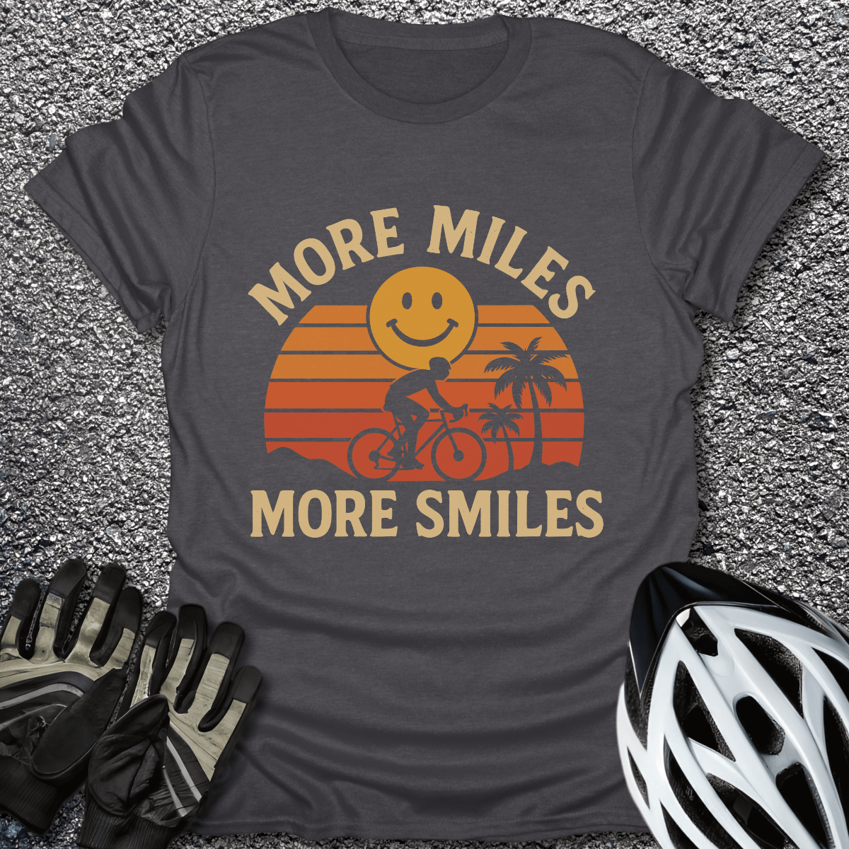 Miles & Smiles T-Shirt in Dark Heather / S from CycleTees