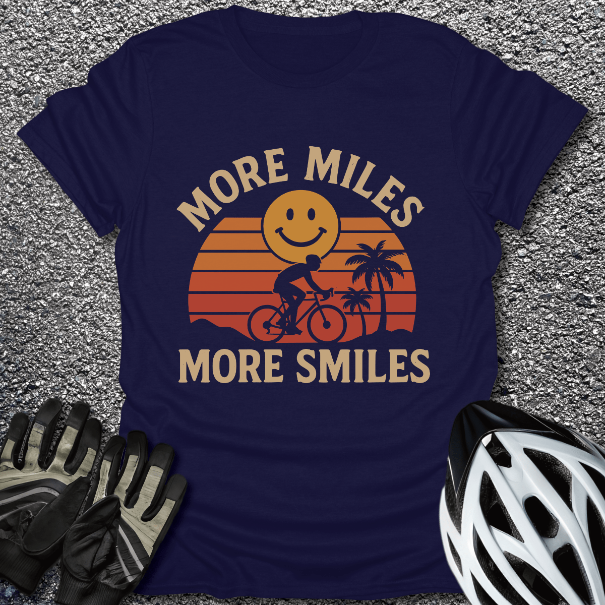 Miles & Smiles T-Shirt in Navy / S from CycleTees