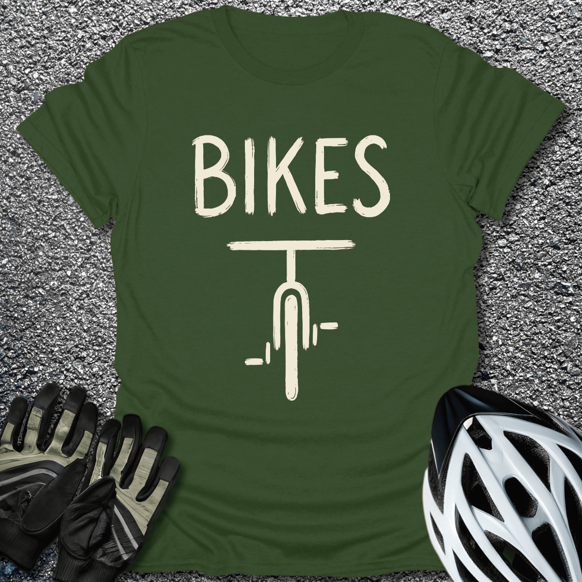 Minimal Bikes T-Shirt in Military Green / S from CycleTees