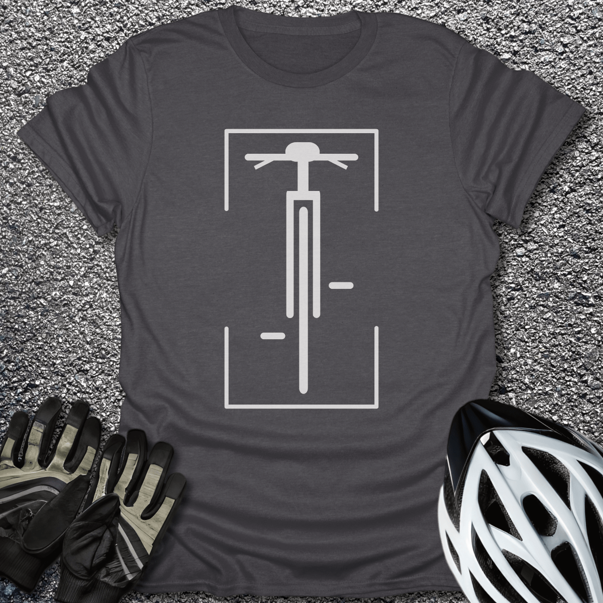 Minimalistic Bike Logo T-Shirt in Dark Heather / S from CycleTees