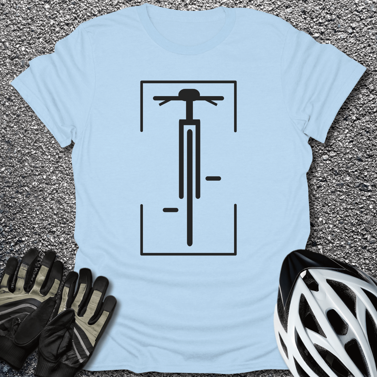 Minimalistic Bike Logo T-Shirt in Light Blue / S from CycleTees