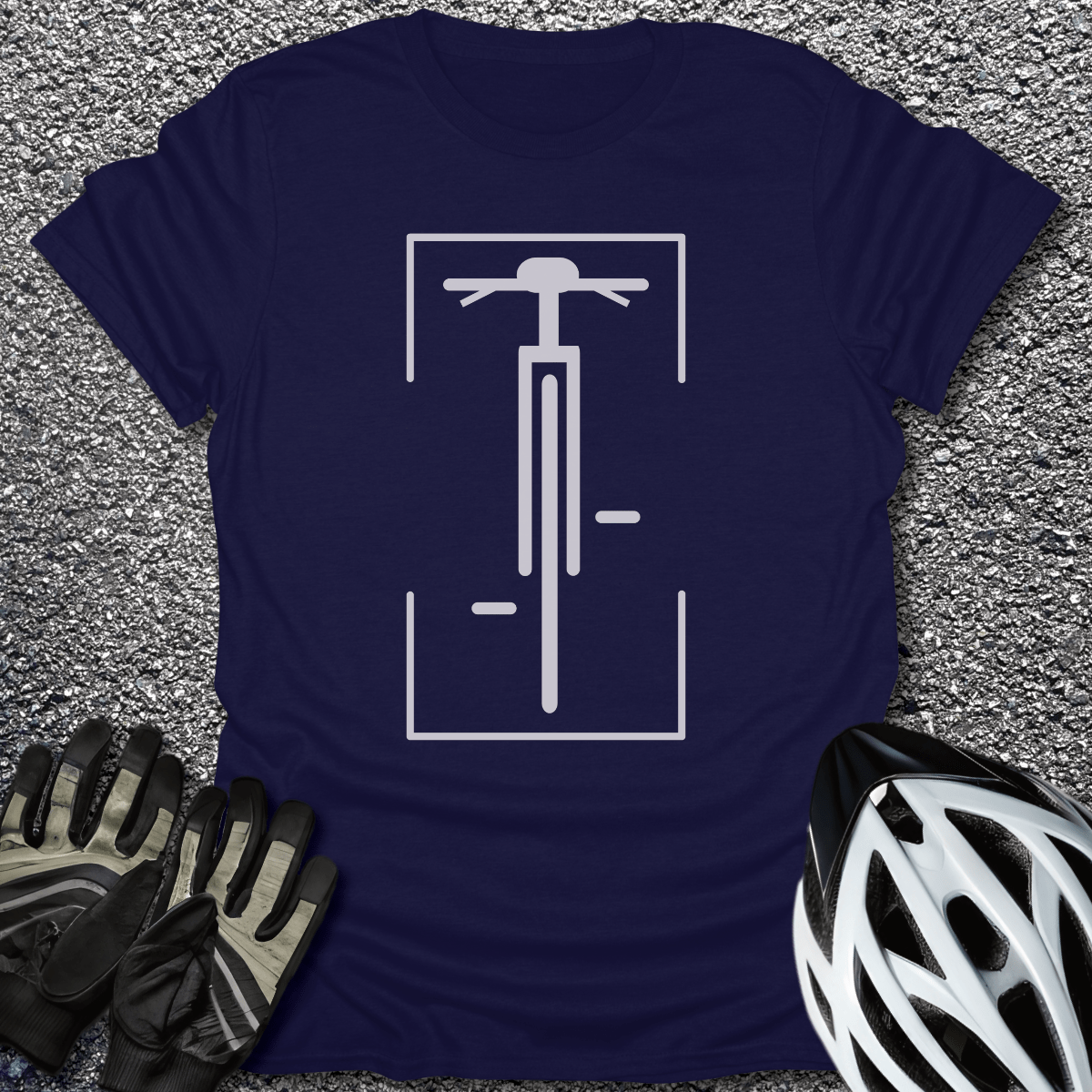 Minimalistic Bike Logo T-Shirt in Navy / S from CycleTees