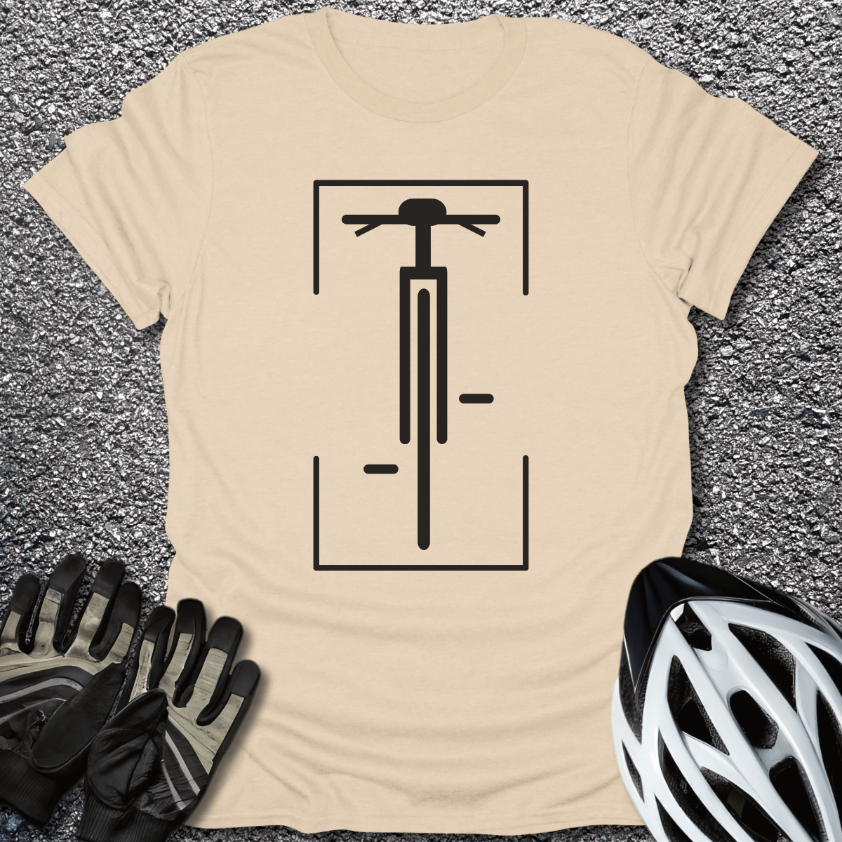 Minimalistic Bike Logo T-Shirt in Sand / S from CycleTees