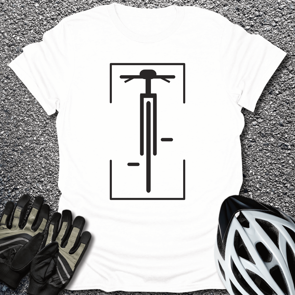 Minimalistic Bike Logo T-Shirt in White / S from CycleTees