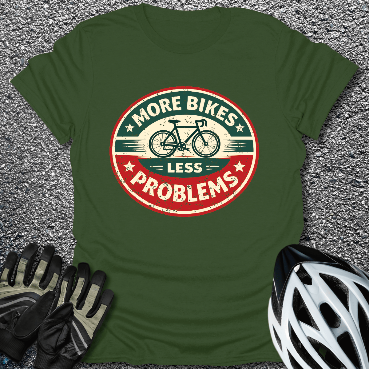 More Bikes T-Shirt in Military Green / S from CycleTees