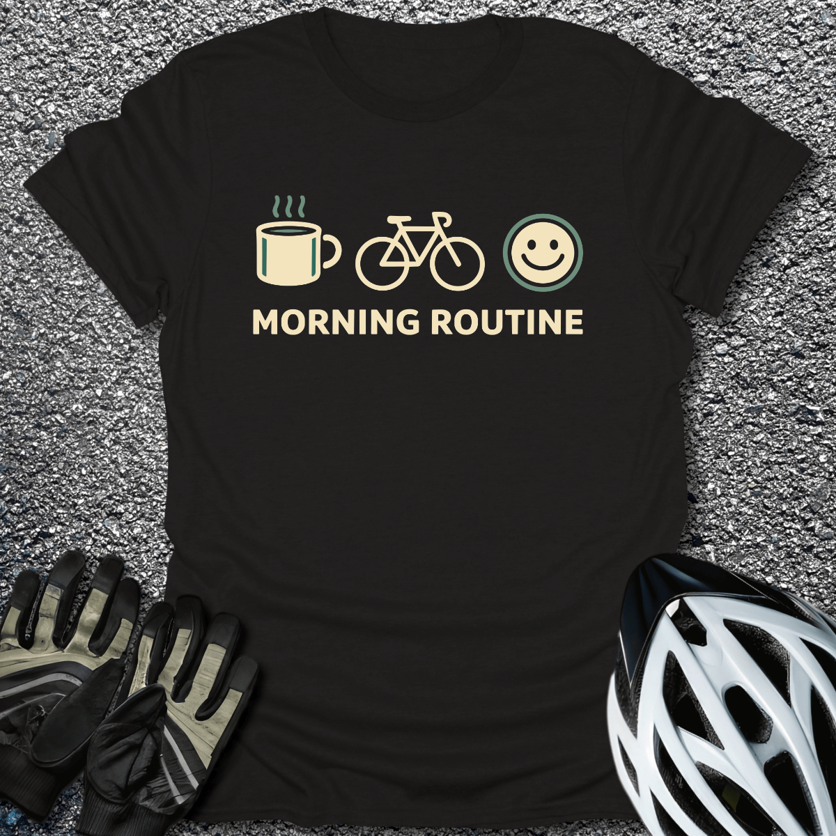 Morning Routine T-Shirt in Black / S from CycleTees