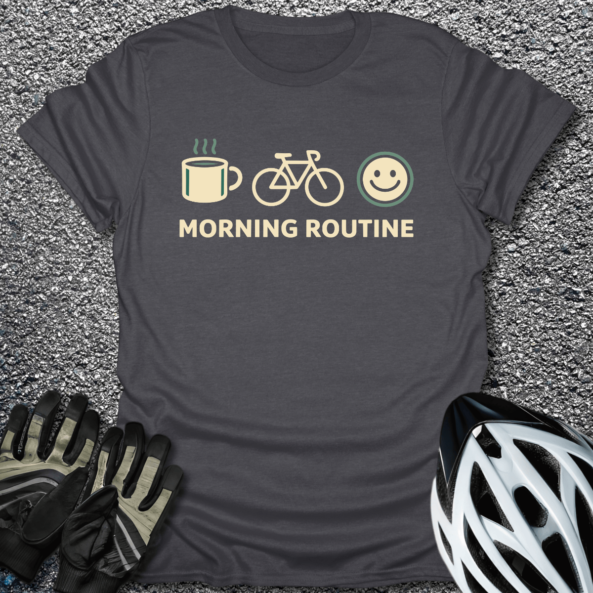Morning Routine T-Shirt in Dark Heather / S from CycleTees