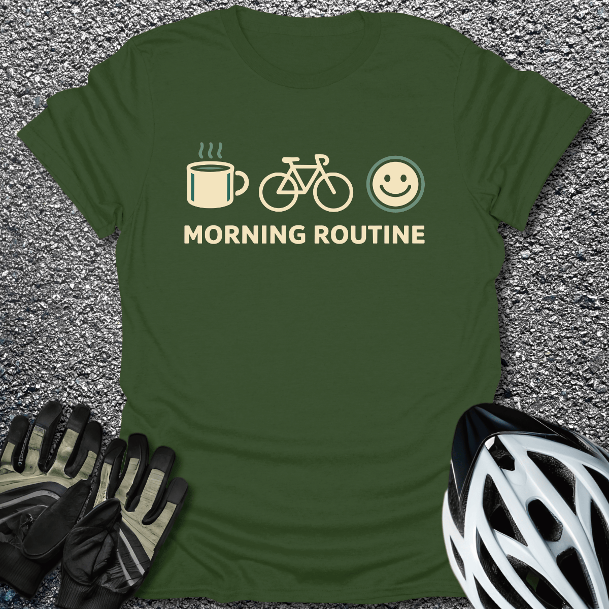 Morning Routine T-Shirt in Military Green / S from CycleTees