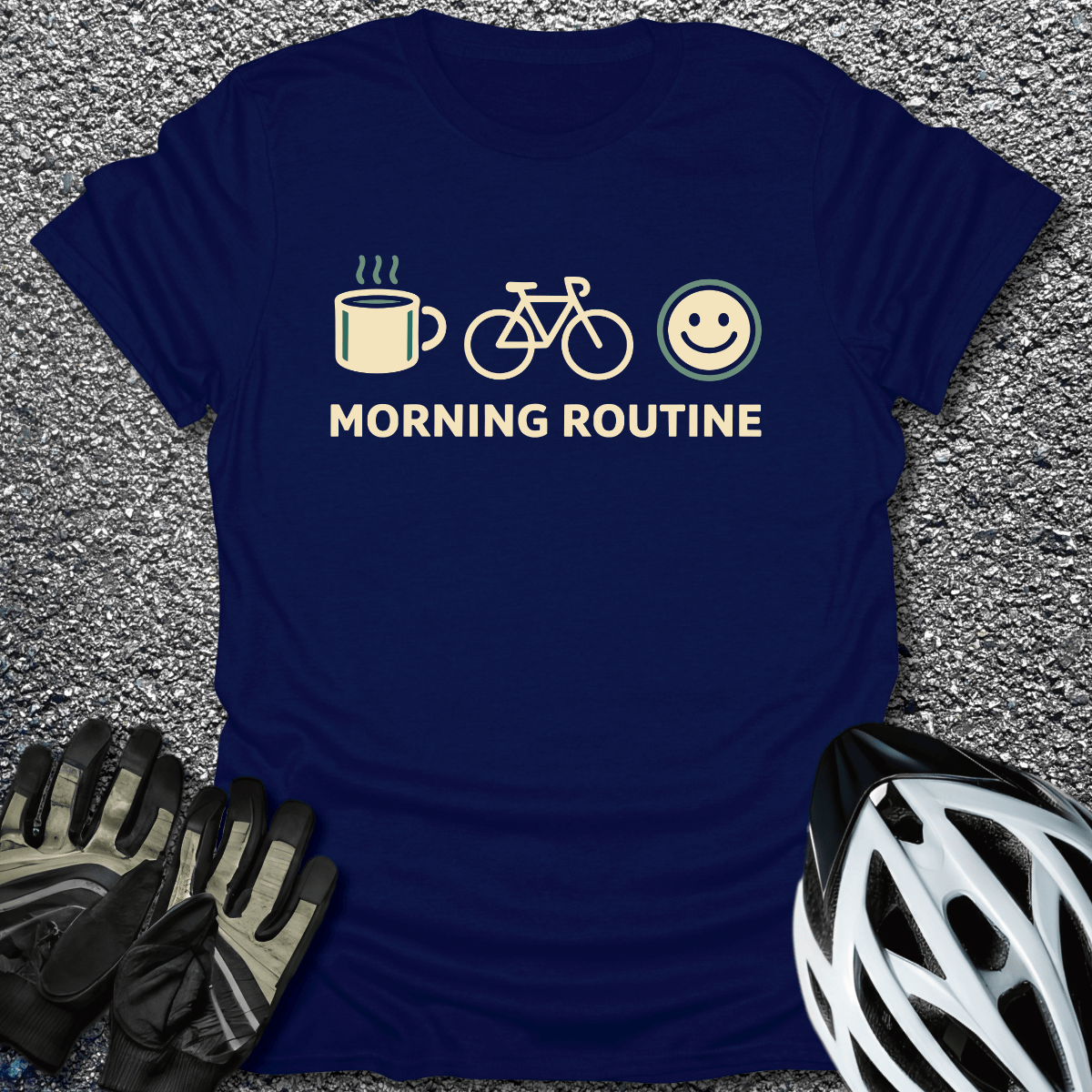 Morning Routine T-Shirt in Navy / S from CycleTees