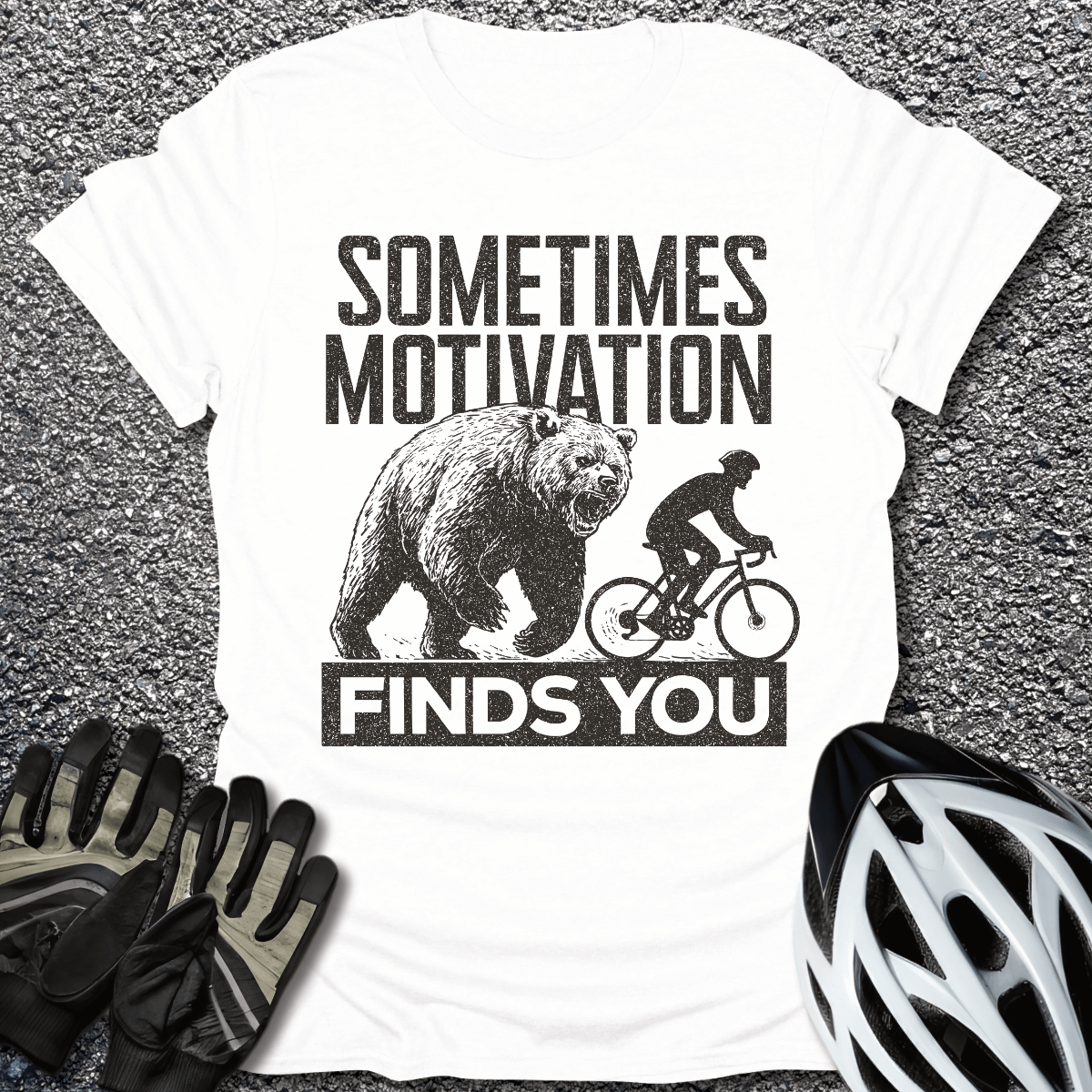 Motivation Finds You T-Shirt in White / S from CycleTees