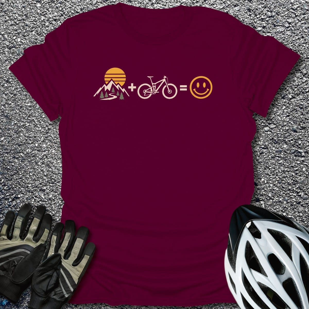 Mountain Bike Joy T-Shirt in Maroon / S from CycleTees