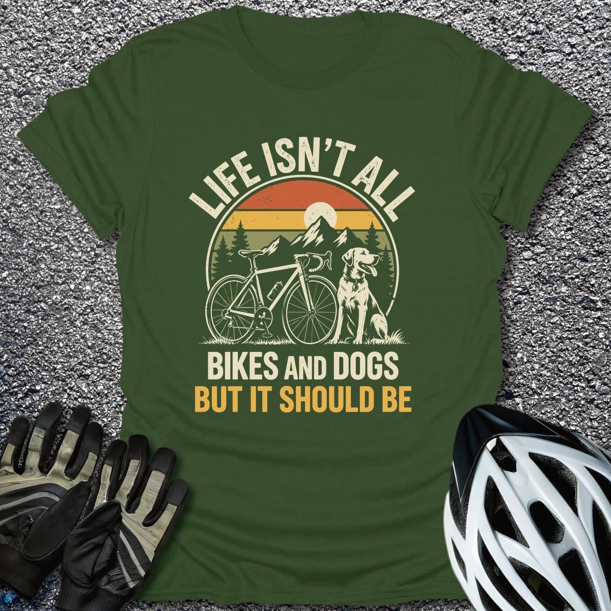 Mountain Miles Paws T-Shirt in Military Green / S from CycleTees