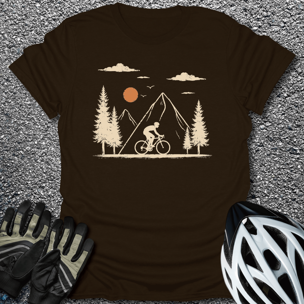 Mountain Ride Sun T-Shirt in Dark Chocolate / S from CycleTees