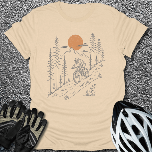 MTB Line Art T-Shirt in Sand / S from CycleTees