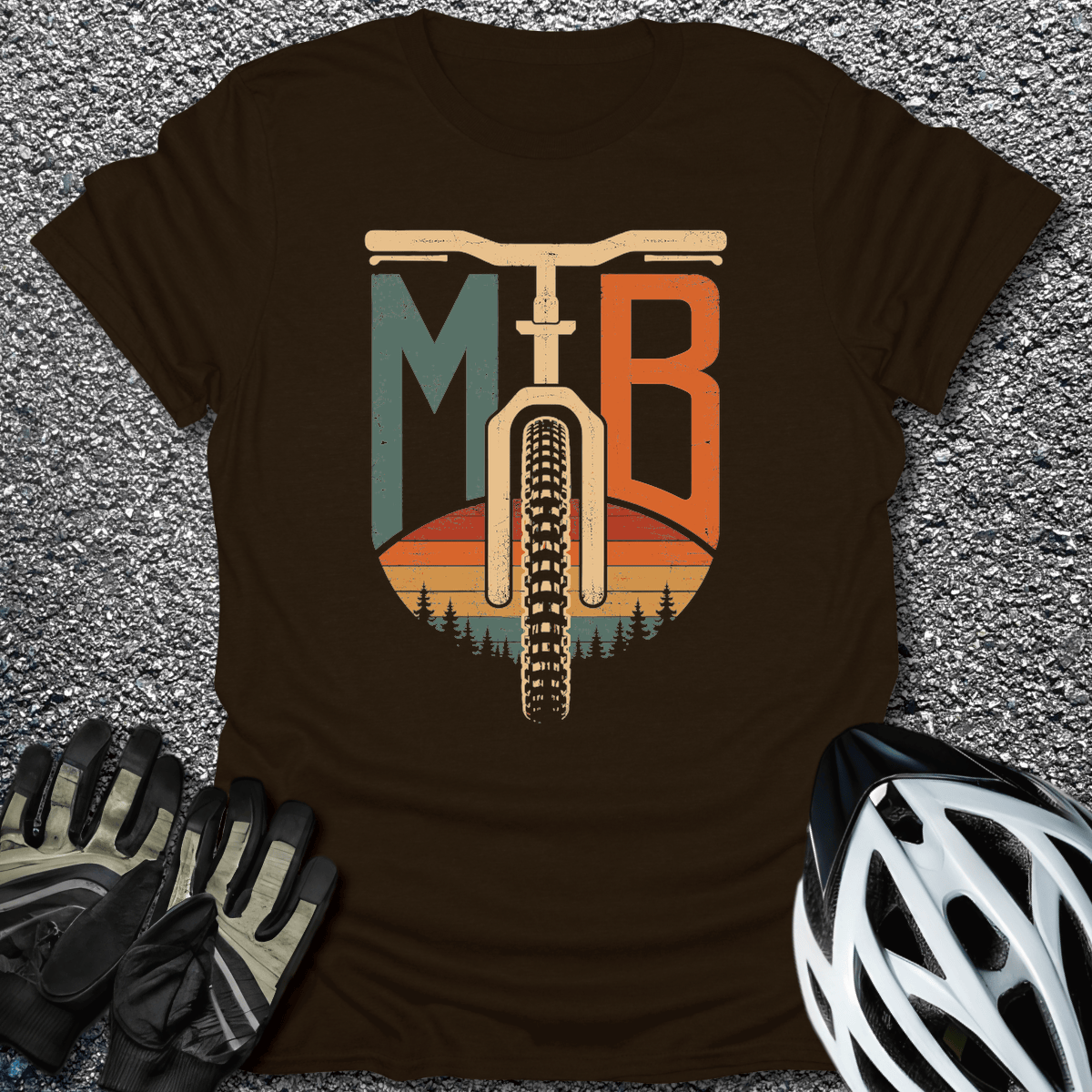 MTB Sunset T-Shirt in Dark Chocolate / S from CycleTees