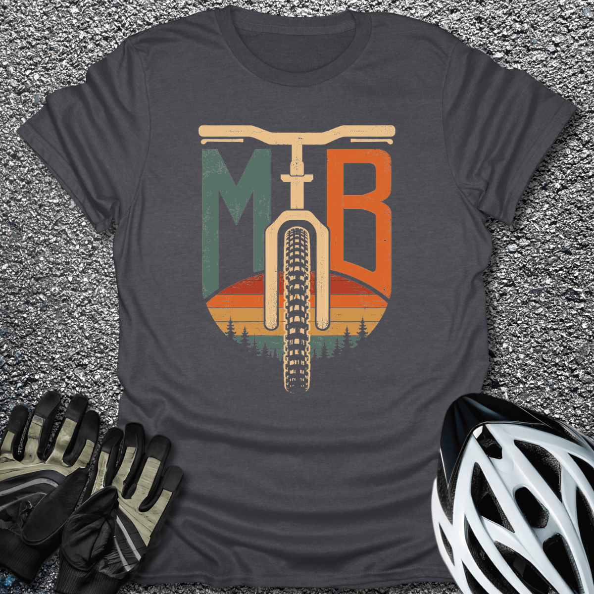 MTB Sunset T-Shirt in Dark Heather / S from CycleTees
