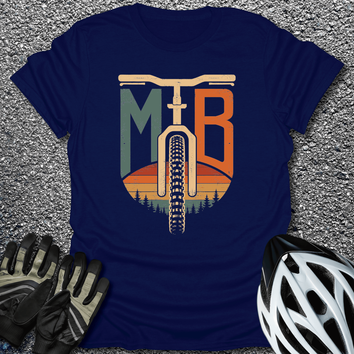 MTB Sunset T-Shirt in Navy / S from CycleTees