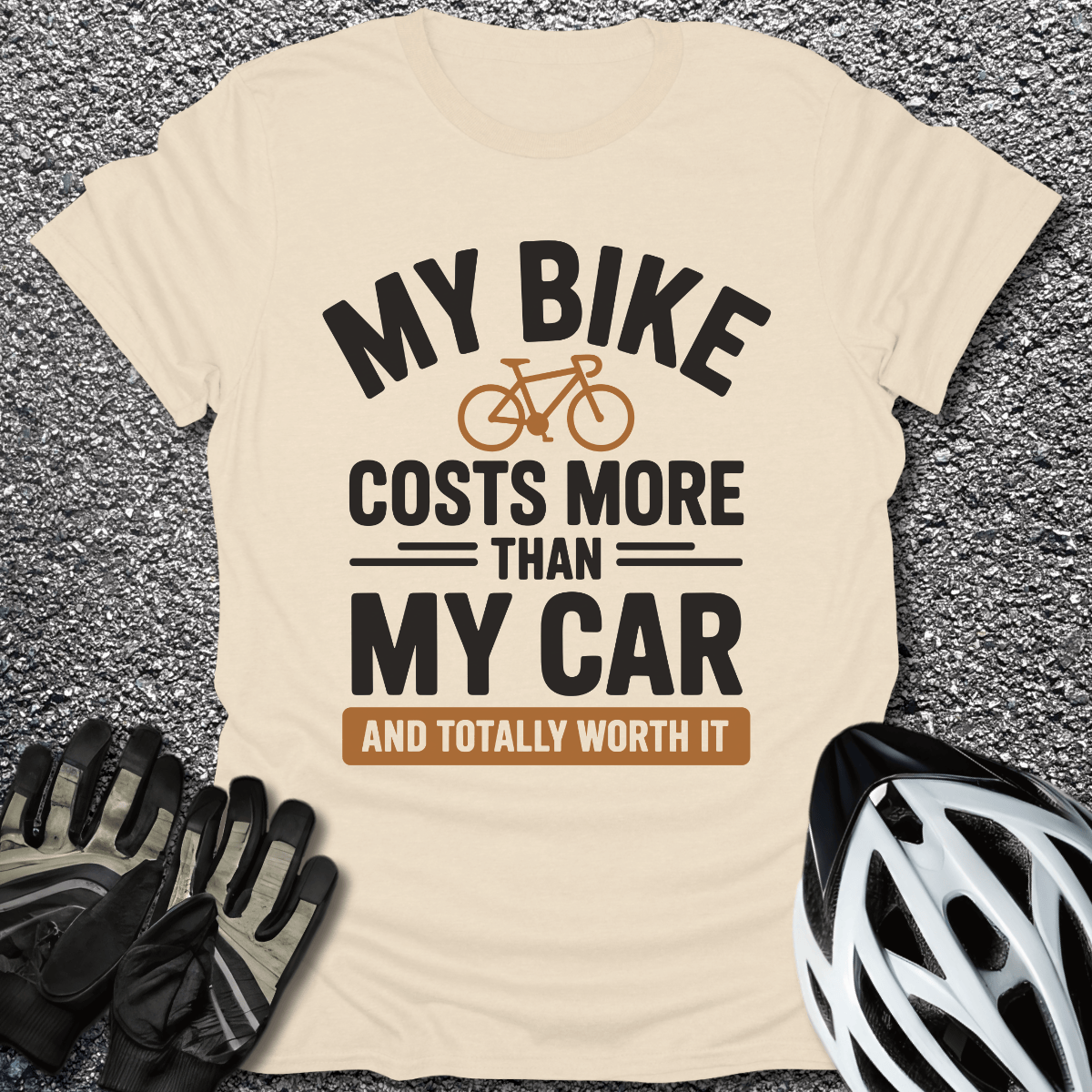 My Bike Costs More T-Shirt in Natural / S from CycleTees