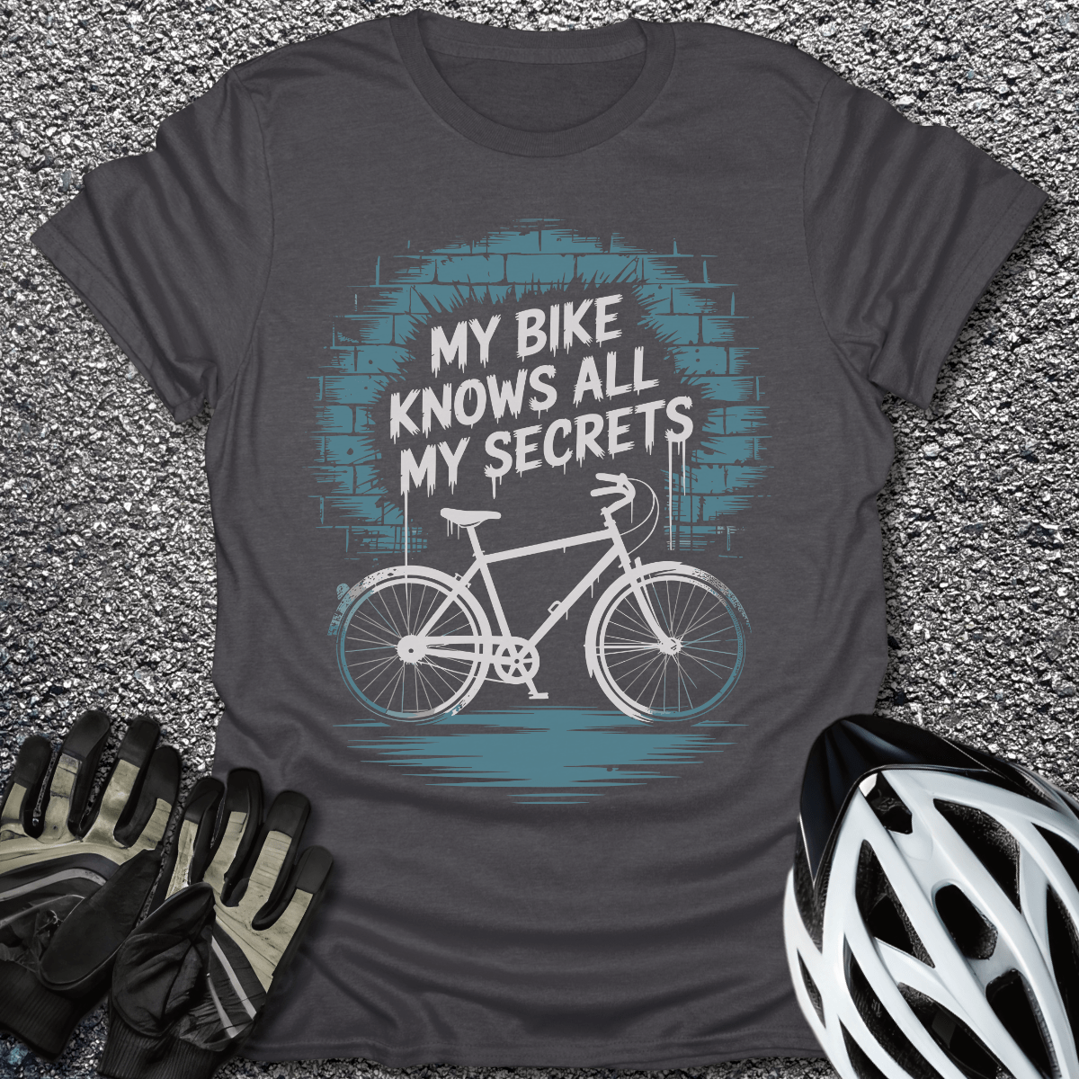My Bike Knows T-Shirt in Dark Heather / S from CycleTees