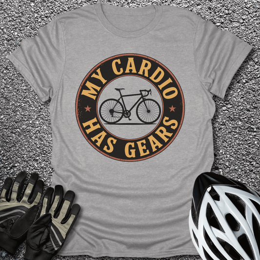 My Cardio Has Gears T-Shirt in Sport Grey / S from CycleTees