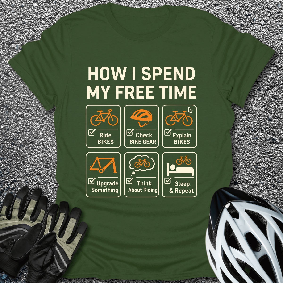 My Free Time T-Shirt in Military Green / S from CycleTees