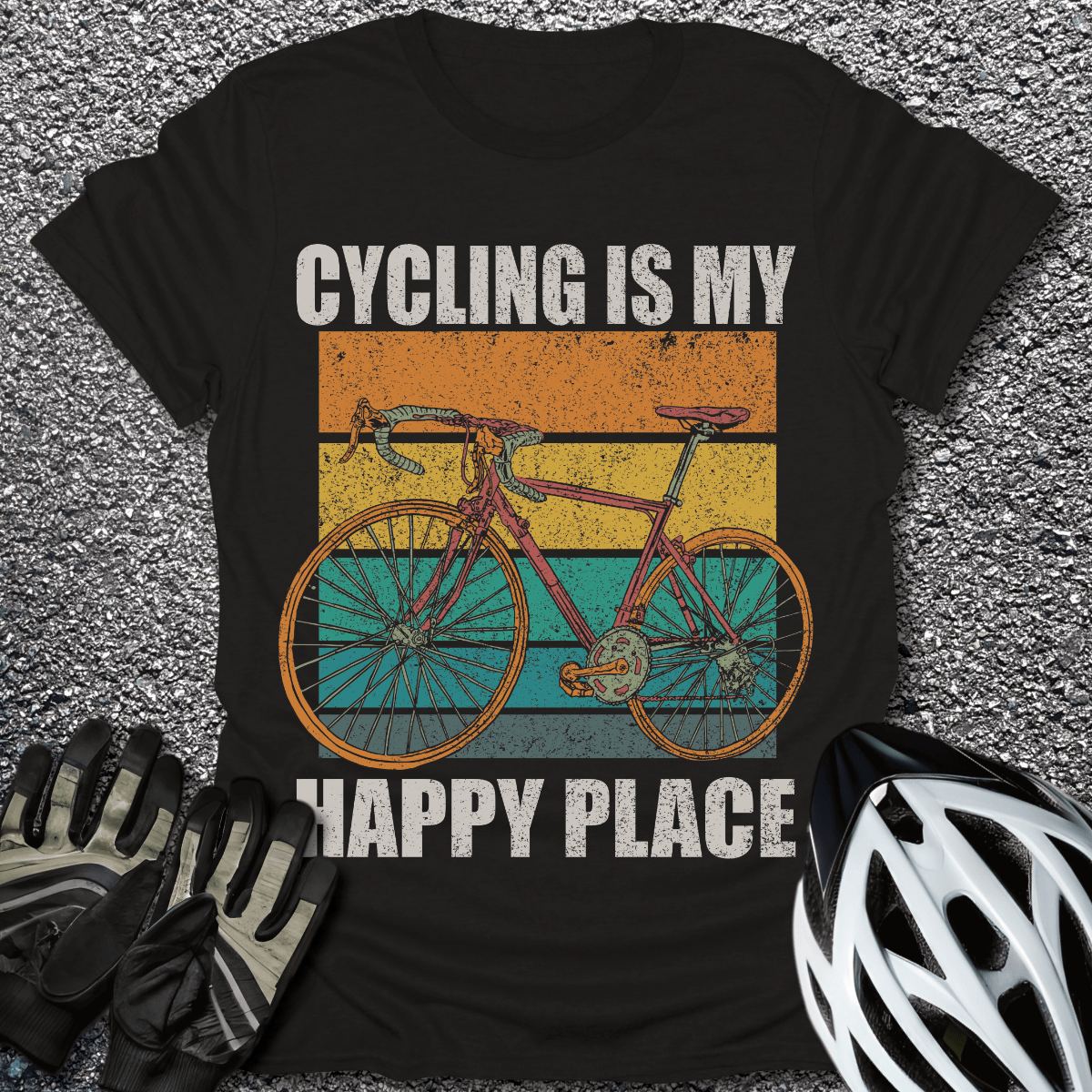 My Happy Place T-Shirt in Black / S from CycleTees