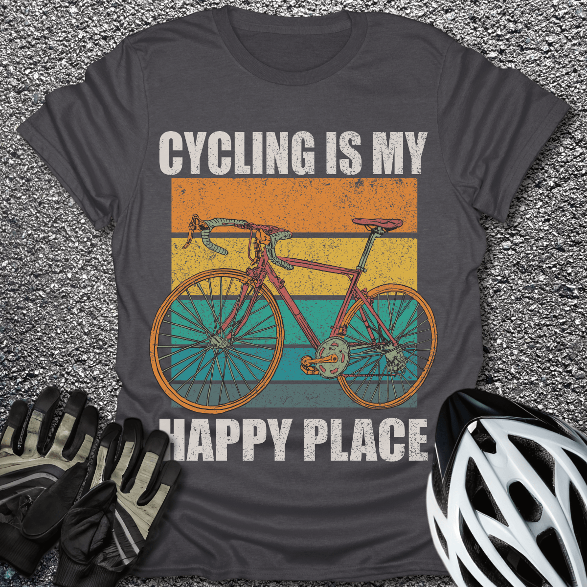 My Happy Place T-Shirt in Dark Heather / S from CycleTees